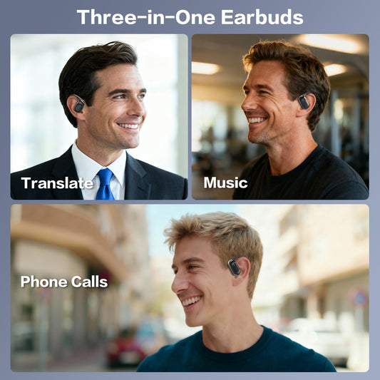 AI Translation Earbuds Real Time, 144 Language Translator Ear buds, Audifonos Traductores Inglés Español, 3-in-1 Translating Wireless Earphones Bluetooth Headphones for Travel Learning Business